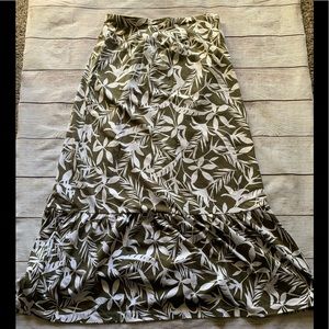 Green and white floral skirt